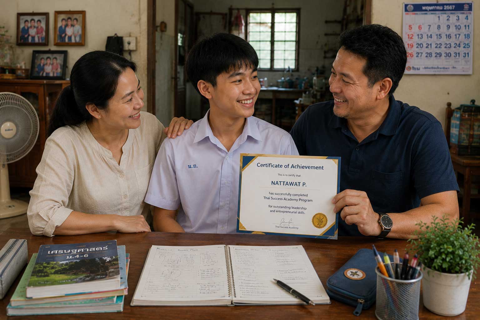 Student-with-Proud-Parents-Presenting-Certificate